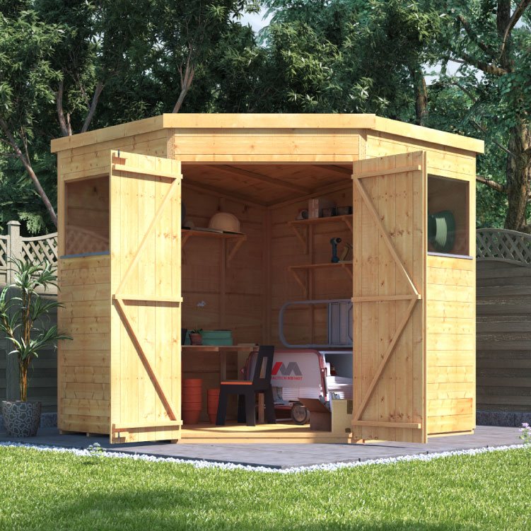 Revamp Your Unused Space into
One of the Daintiest Corner Sheds Ever