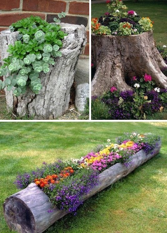 creative garden ideas 24 creative garden container ideas | use tree stumps and logs as XECAUEJ