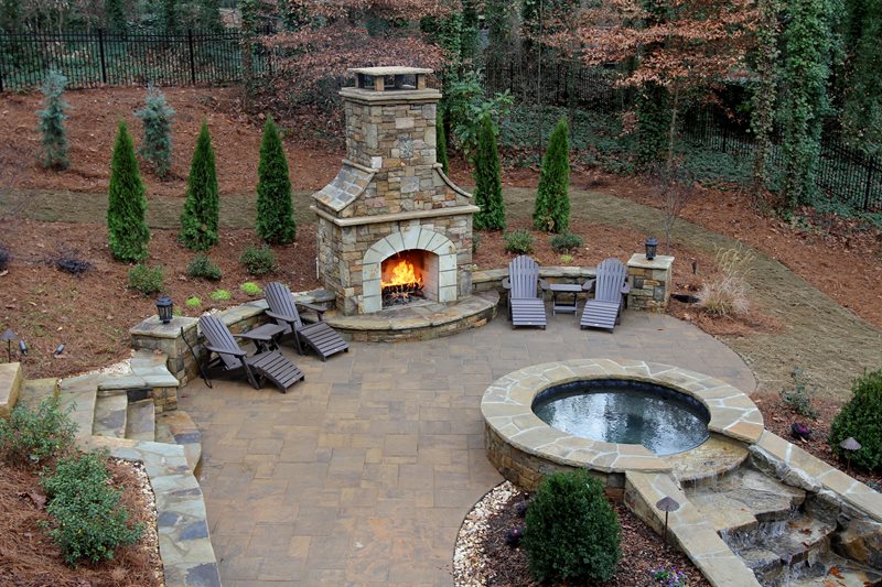 custom stone backyard fireplace outdoor fireplace artistic landscapes  woodstock, ga XZFQFTS