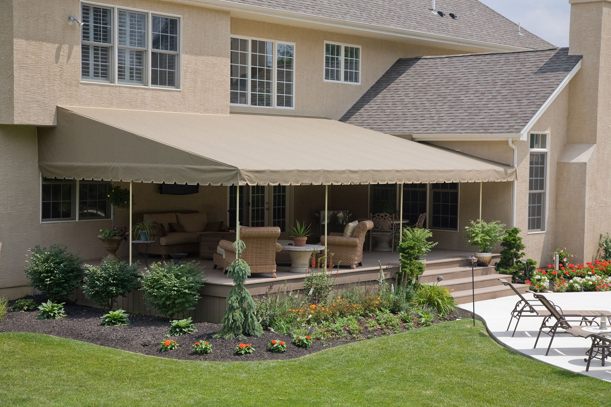 deck awnings stationary canopies | kreideru0027s canvas service, inc. HCEESMT