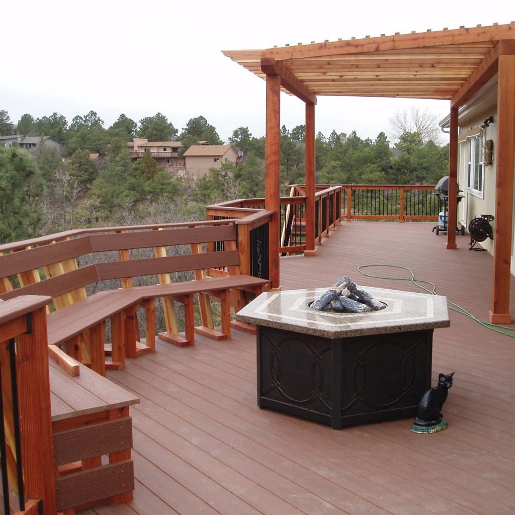 deck designs deck with a fire table pit FAVXCFA