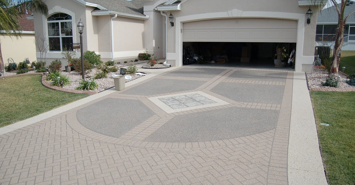 decorative concrete driveway, stencil template concrete driveways custom  ram design ocala, YAECPGM