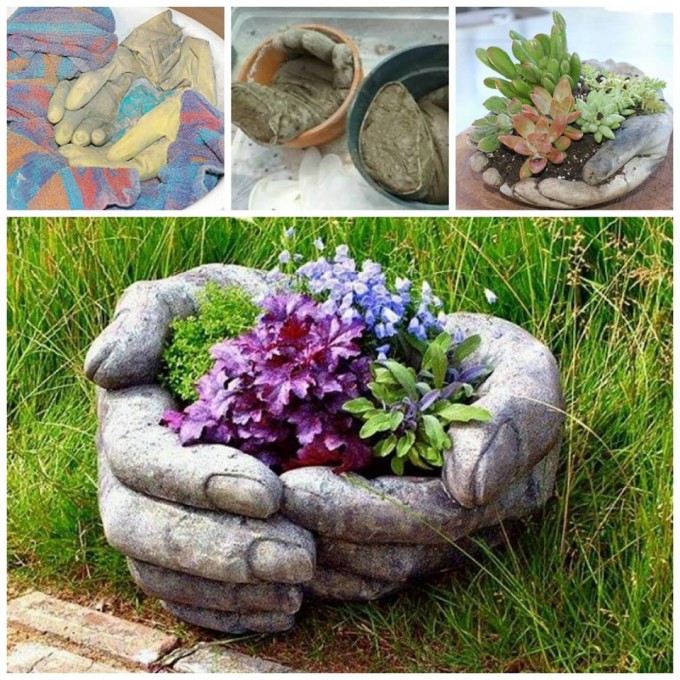 diy garden ideas diy concrete garden hands JETGDUI