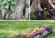 diy garden ideas tree stump garden planters TUMRAJD