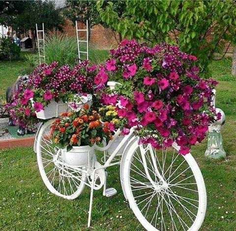 diy garden ideas white bicycle planter...these are the best garden u0026 diy yard ideas! WRTNKLB