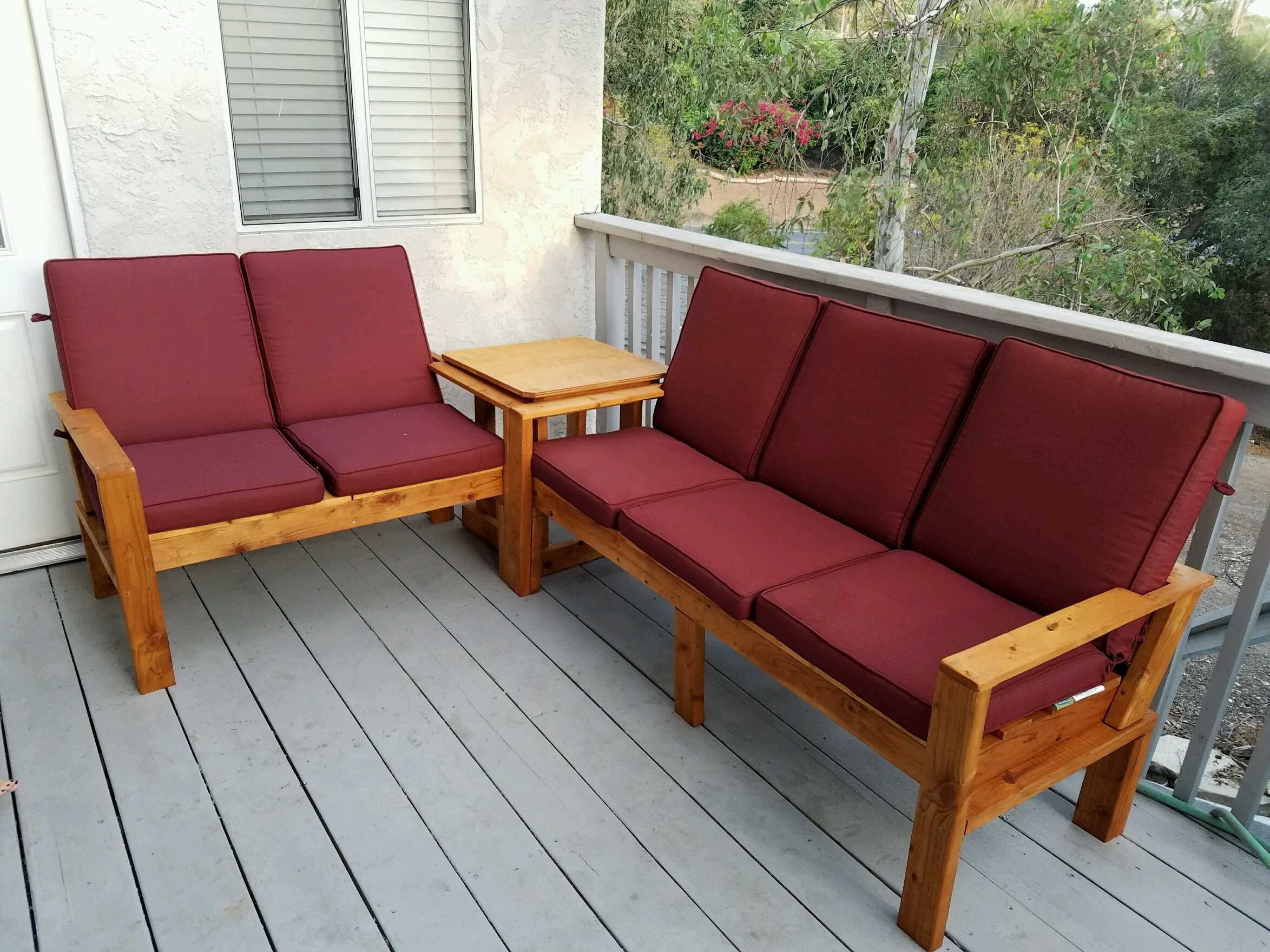 diy outdoor furniture the wood, stain, nails, screws, and sand paper were purchased from home MPZYNKH