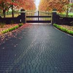 driveway designs black paver driveway ideas with gated entrance UWYYFFH