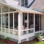 enclosed patio white aluminum frame sunroom with gable roof OZLFNWJ