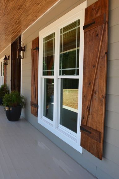 exterior wood shutters grey exterior with wooden shutters and brick bottom CSTJRQN