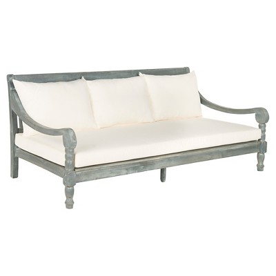 ferrat wood patio daybed - gray/beige - safavieh® : target PATOKEP