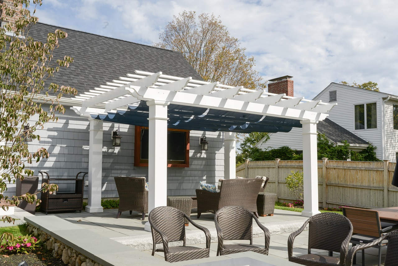 fiberglass pergola kit + retractable canopy ILAAQJI