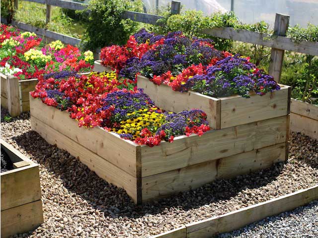 flower beds split level raised flower garden bed ZGZWGEB