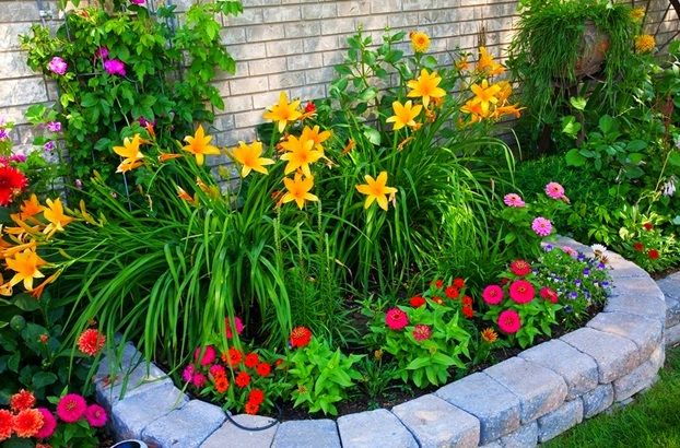 flower garden designs easy+front+yard+flower+beds | small-front-yard-landscape-design -with-colorful-flower-garden EHJEHBL