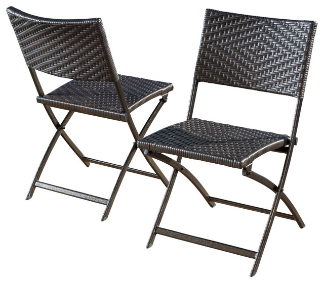 folding outdoor chairs jason outdoor brown wicker folding chairs, set of 2 VEDOIBQ