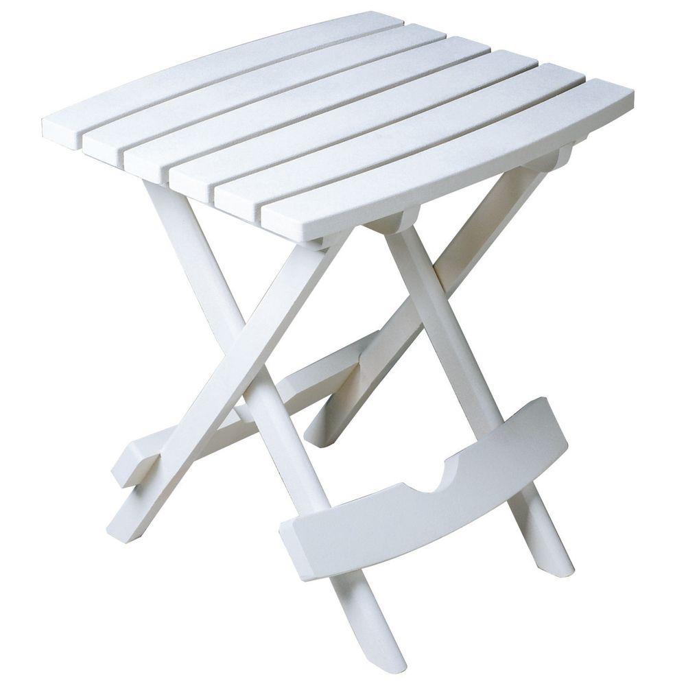 folding patio table adams manufacturing quik-fold white resin plastic outdoor side table VLQJJQW