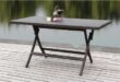 folding patio table dilettie brown rattan folding patio dining table NQJQKXI