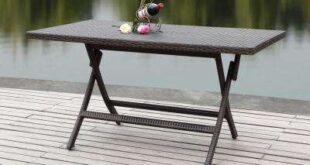 folding patio table dilettie brown rattan folding patio dining table NQJQKXI