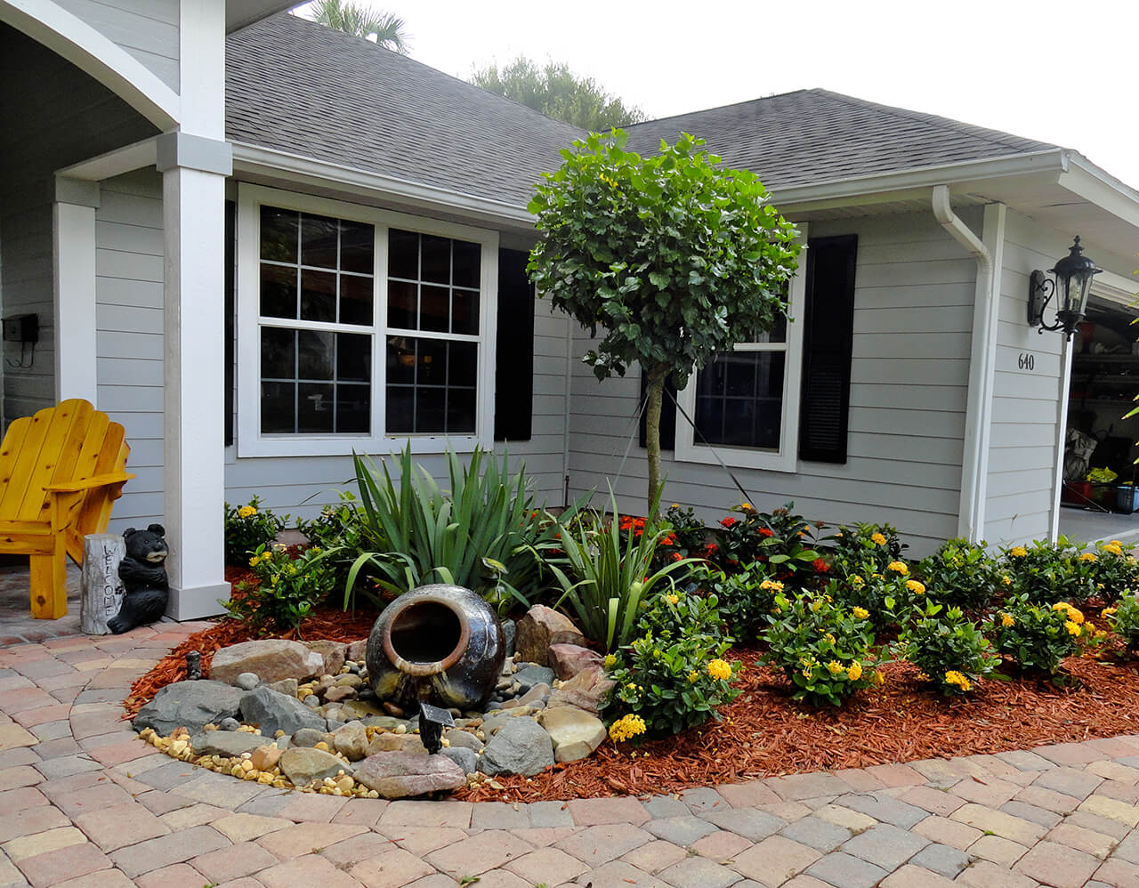 front yard landscaping 2. mini water feature entryway EEKPLQX