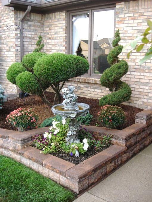 front yard landscaping ideas easy care evergreen entryway CDGVXPW