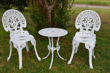 garden bistro sets angel white garden bistro set - table and two chairs for yard, LEGOUEH