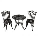 garden bistro sets ornate traditional 3-piece aluminum outdoor patio garden bistro set in sand SNLYVDW