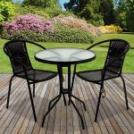 garden bistro sets rattan 3 piece glass table set cafe bistro stacking chair garden outdoor DBPNXVL