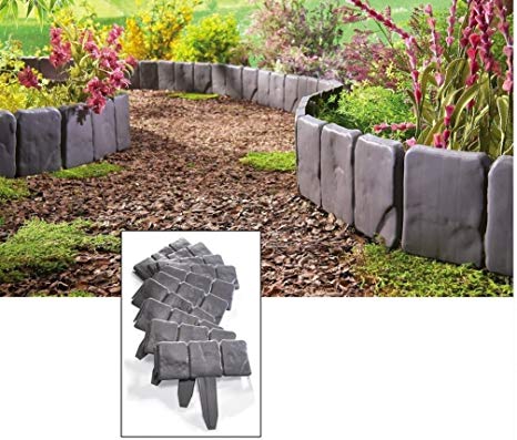 garden border edging (usa warehouse) interlocking faux stone border edging, 10 piece garden  borders, ZPVKHOU