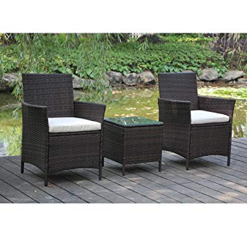 garden chairs viva home patio rattan outdoor garden furniture set of 3pcs, wicker chairs XCAHQMQ