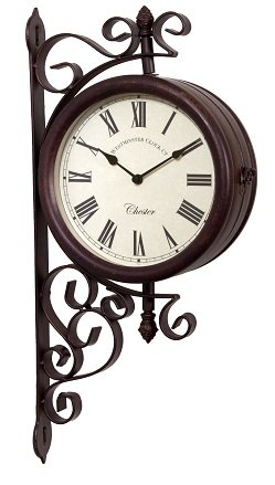 garden clock outdoor garden wall station clock u0026 temperature with bracket, swivels 21cm WDKQTQR