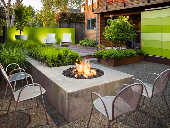 garden design ideas small garden, fire pit, modern garden scot eckley inc. seattle, wa KMSCMHV