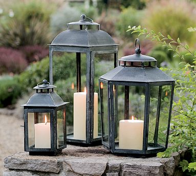 garden lanterns i spotted a few weathered zinc lanterns at pottery barn last week. KDRVWAG