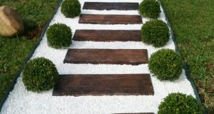 garden path ideas clean stone and wood ladder effect ISZUHXA