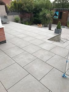 garden paving slabs image is loading dakota-grey-vitrified-porcelain-paving-garden-patio-slabs- IIGTPYO