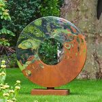 garden sculptures metal garden sculpture made from rusty oxidized steel and mirror polished DPBHMOQ