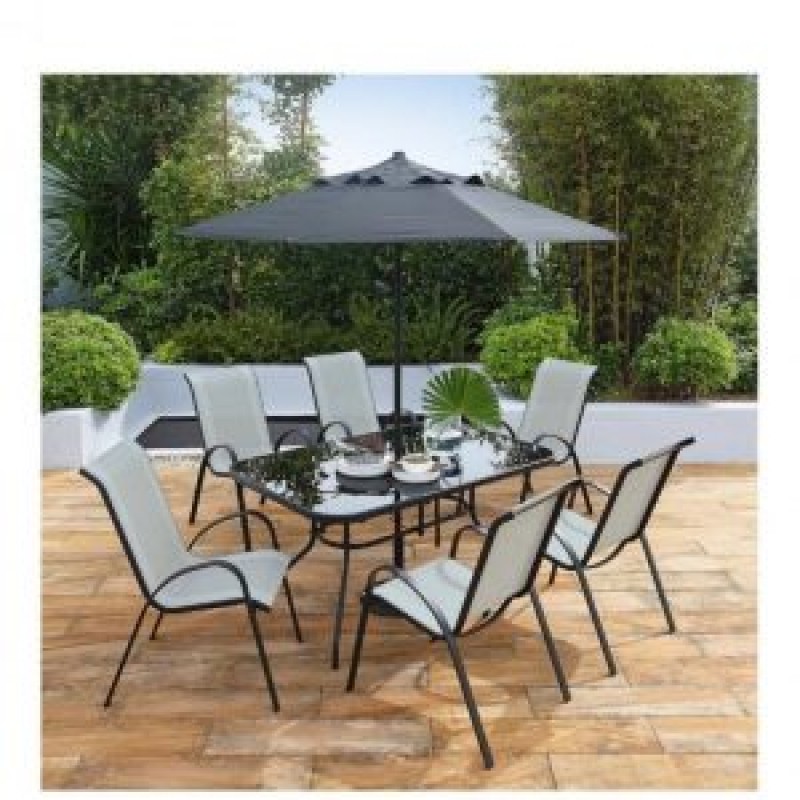 garden set sorrento 8 piece rectangle patio set PMSIBLK