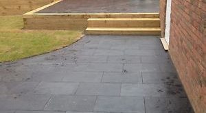 garden slabs image is loading black-slate-paving-patio-slabs-garden-30m2-600x400mm- VNVGXZS