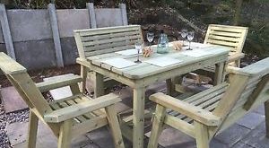 garden table and chairs image is loading wooden-garden-table-and-chairs-bench-set-patio- JMZXDFH