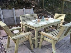 garden table and chairs image is loading wooden-garden-table-and-chairs-bench-set-patio- JMZXDFH