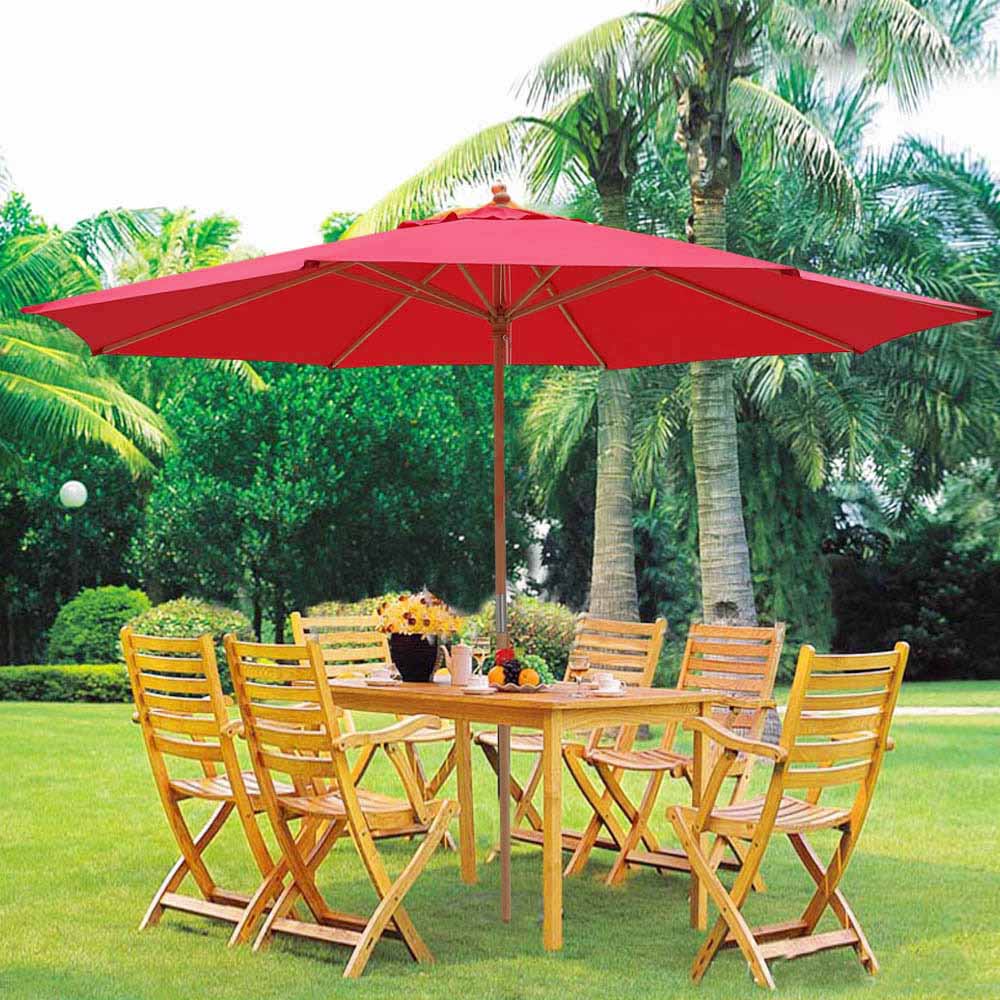 garden umbrella 13u0027 xl german beech wood umbrella patio outdoor garden cafe beach pool JRFBFUY