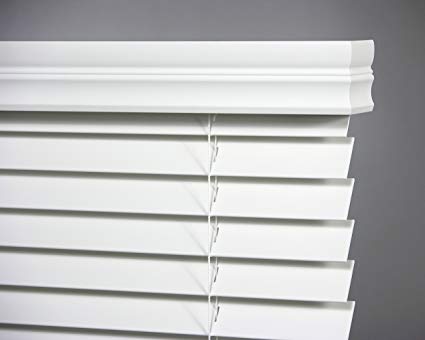 graber white horizontal blinds faux wood 2 ... HAMNLIB