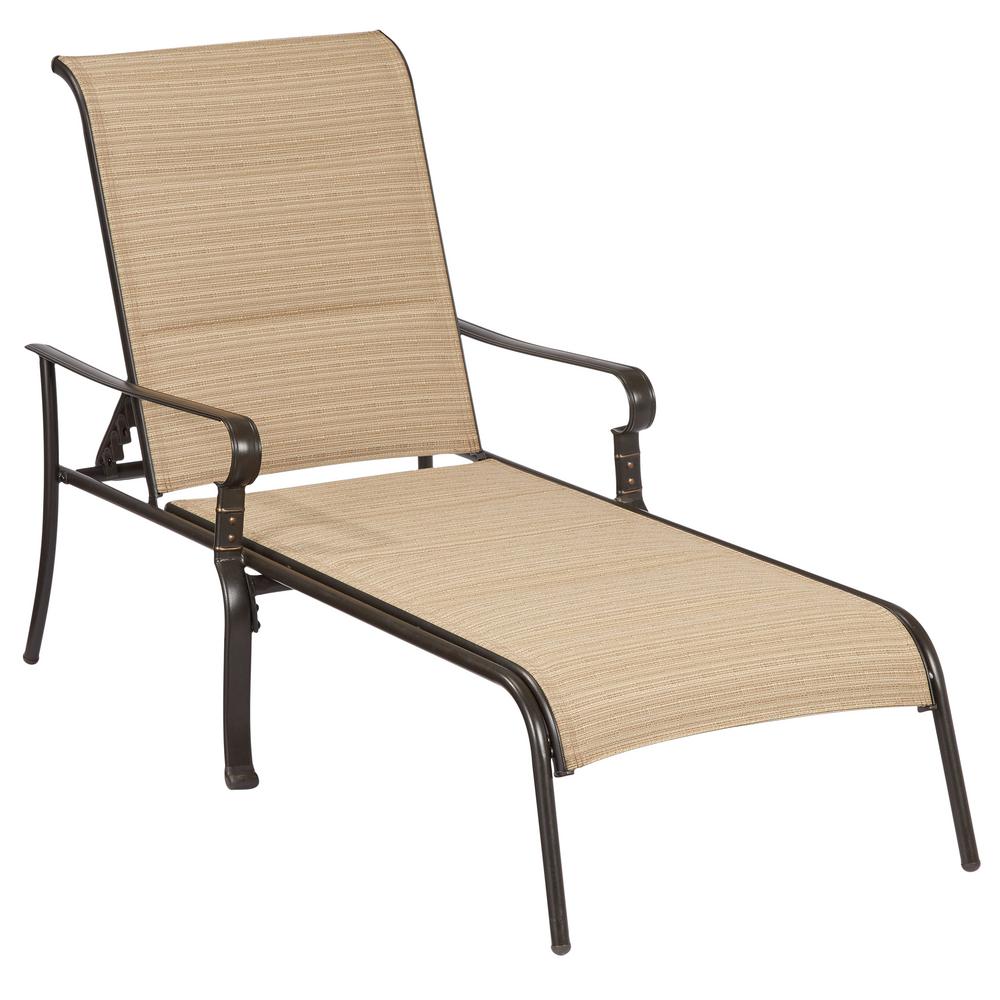 hampton bay belleville padded sling outdoor chaise lounge MCBKYSR