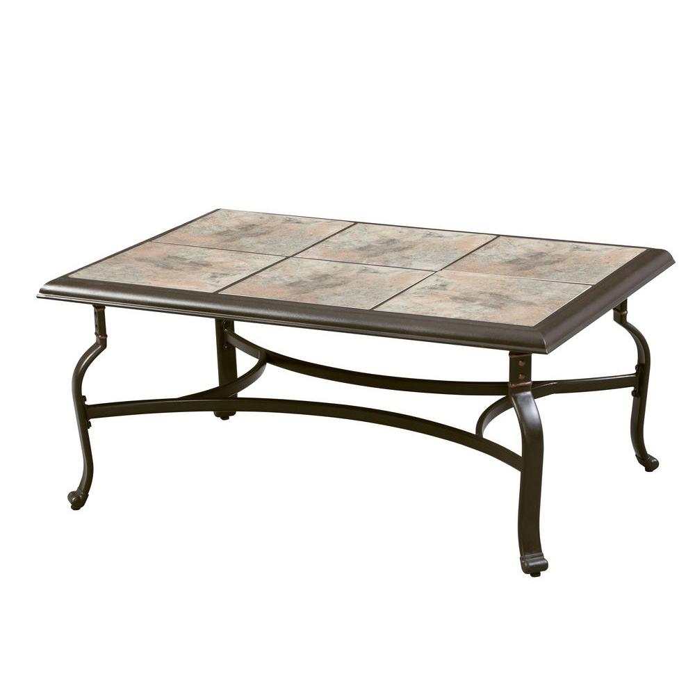 hampton bay belleville tile top patio coffee table CYXFWMN