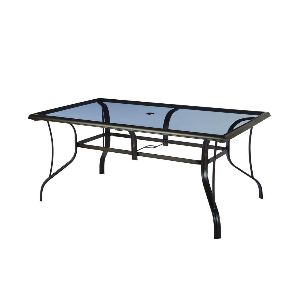 hampton bay statesville rectangular glass patio dining table OTESVID