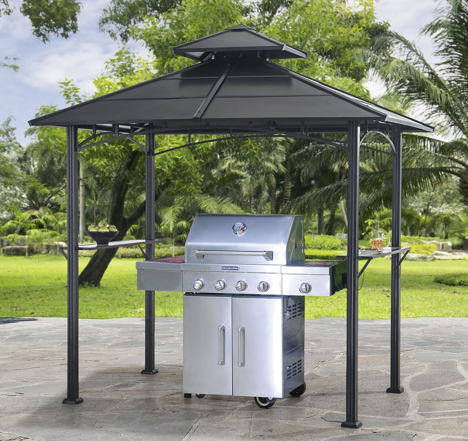 hardtop gazebo sunjoy l-gz238pst-10 harper hard top grill gazebo XEREFDS