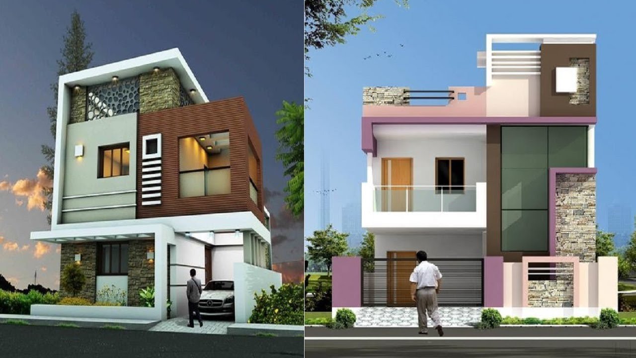 house front elevation designs for double floor single floor house front LRKEIKS