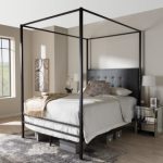 industrial black canopy bed by baxton studio (queen size-black) TPWACCS