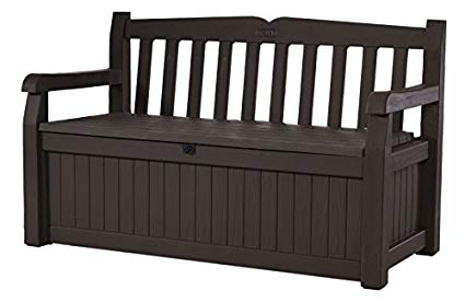 keter eden 70 gallon all weather outdoor patio storage garden bench deck FOCEKLZ