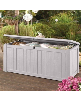 keter white jumbo 150 gallon patio storage bench weatherproof deck box WRTMLSN