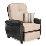 la-z boy breckenridge wicker outdoor recliner with sunbrella spectrum sand  cushion IANFSNJ