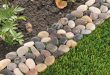 lawn edging ideas pretty polished multicolored stone edge VEFXOJY